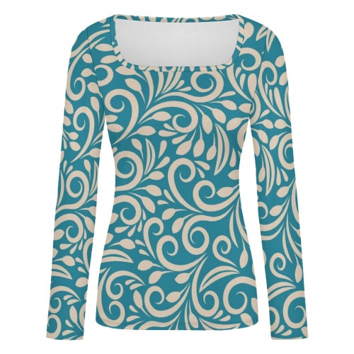 Women's Square Neck Long Sleeve Shirt