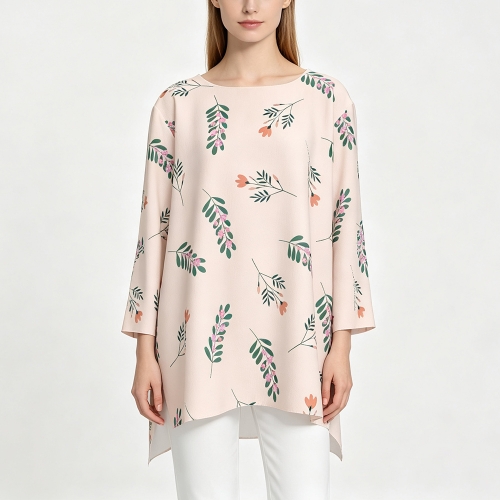 Women's Loose Crew Neck Side Split Top