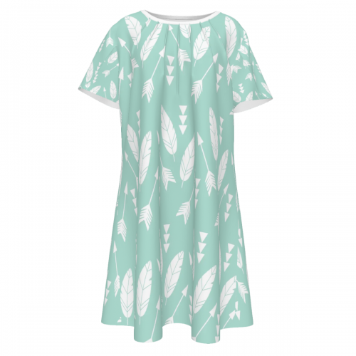 Women's Pleated Crew Neck Short Sleeve Dress