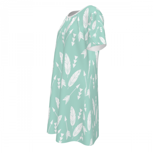 Women's Pleated Crew Neck Short Sleeve Dress