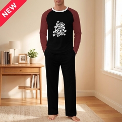 Men's Raglan Long Sleeve Crew Neck Pajama Set