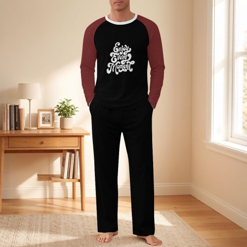 Men's Raglan Long Sleeve Crew Neck Pajama Set