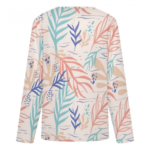 Women's Cross V Neck Button Long Sleeve Top