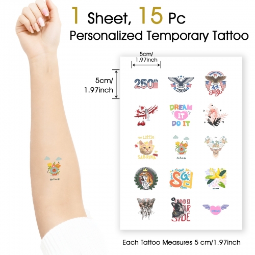 Personalized Temporary Tattoos ( 15 Pieces, Customizable Separately ) | Ships from USA