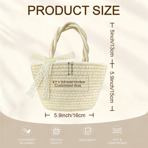 Custom Embroidered Woven Straw Basket Bag | Ships from USA