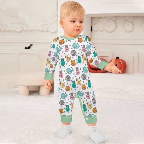 All Over Print Cotton Baby's Long Sleeve Romper