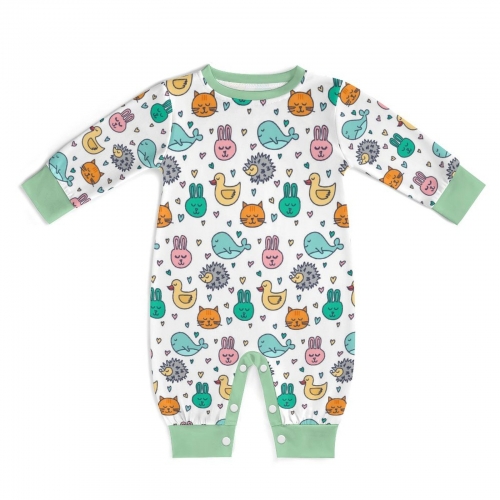 All Over Print Cotton Baby's Long Sleeve Romper
