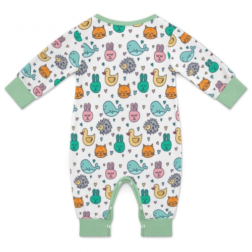 All Over Print Cotton Baby's Long Sleeve Romper