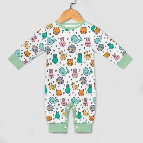 All Over Print Cotton Baby's Long Sleeve Romper