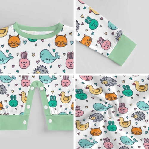 All Over Print Cotton Baby's Long Sleeve Romper