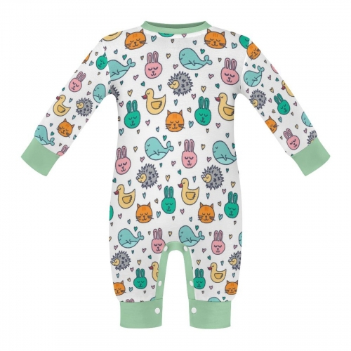 All Over Print Cotton Baby's Long Sleeve Romper