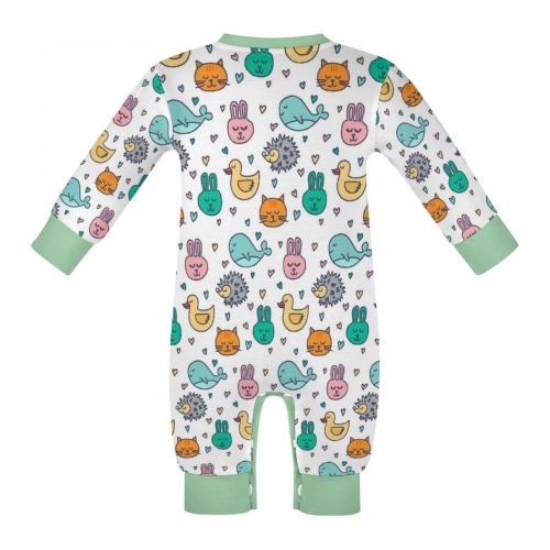 All Over Print Cotton Baby's Long Sleeve Romper