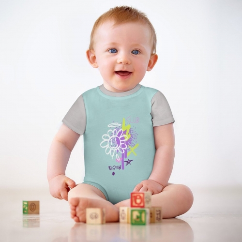 All Over Print Cotton Baby's Short Sleeve Romper