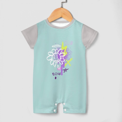 All Over Print Cotton Baby's Short Sleeve Romper