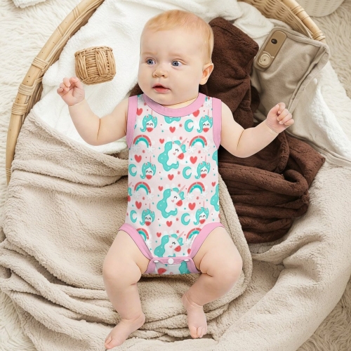 All Over Print Cotton Baby's Sleeveless Romper