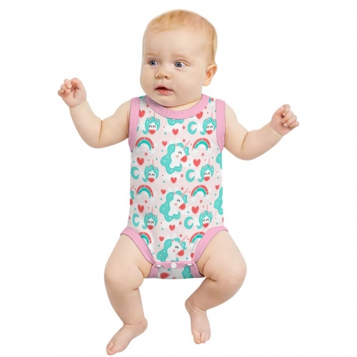 All Over Print Cotton Baby's Sleeveless Romper