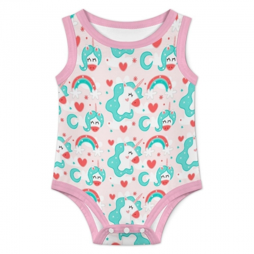 All Over Print Cotton Baby's Sleeveless Romper
