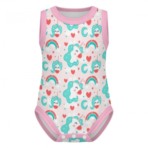 All Over Print Cotton Baby's Sleeveless Romper
