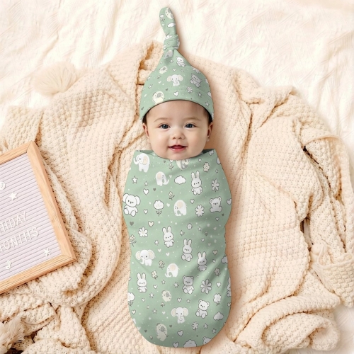 All Over Print Cotton Baby's Swaddle Set