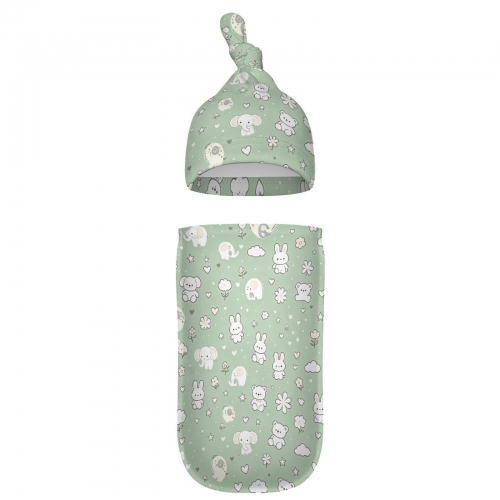 All Over Print Cotton Baby's Swaddle Set