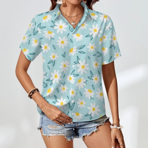 Women's Collared Pocketless Short Sleeve Shirt