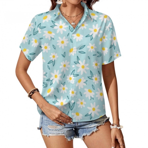Women's Collared Pocketless Short Sleeve Shirt