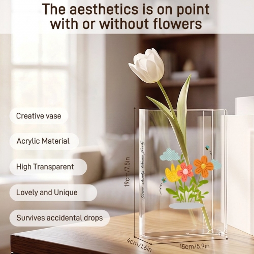 Acrylic Book Shaped Vase（Front & Side）