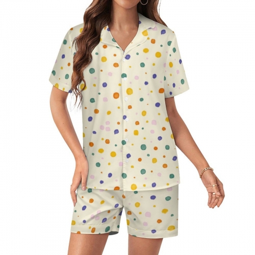 Women's Satin Camp Collar Short Sleeve Pajama Set