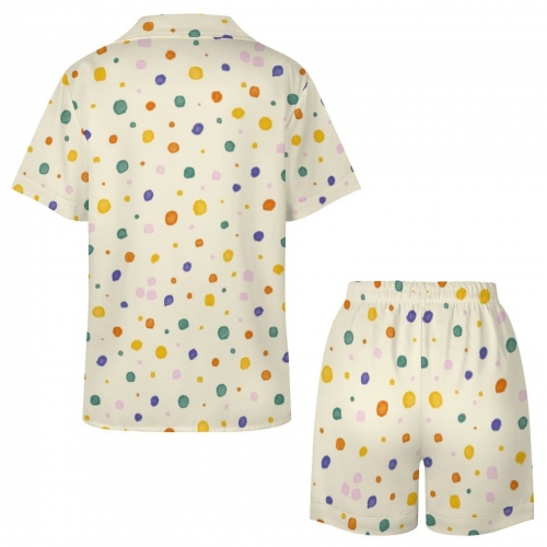 Women's Satin Camp Collar Short Sleeve Pajama Set