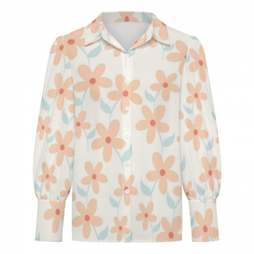 Women's Satin Lantern Long Sleeve Shirt