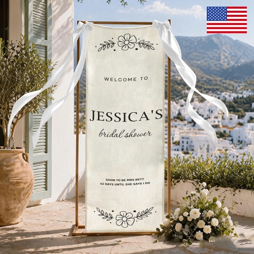 Cotton Linen Wall Tapestry with Ribbons 12" x 40" | Ships from USA