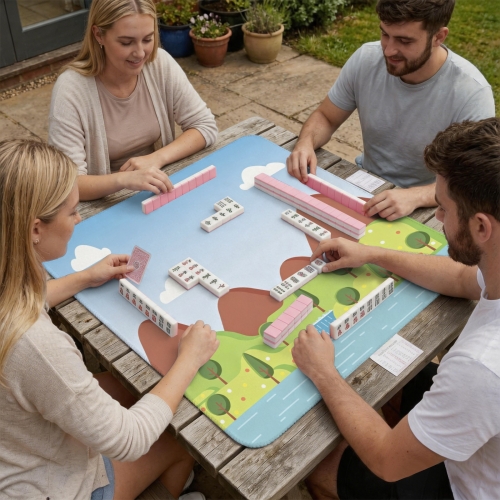 Stitched-Edge Mahjong Table Mat 33" x 33"