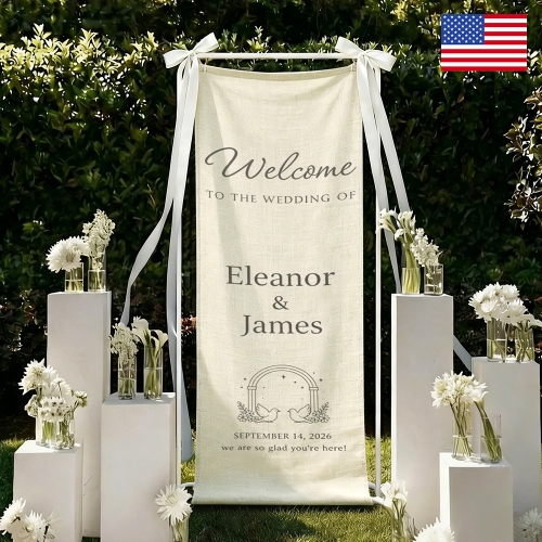 Cotton Linen Wall Tapestry with Ribbons 20" x 63" | Ships from USA