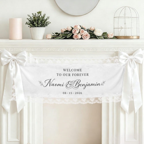 Peach Skin Tapestry with Lace Trim & Ribbons 40" x 12"