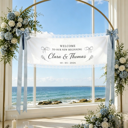 Peach Skin Tapestry with Lace Trim & Ribbons 75" x 24"