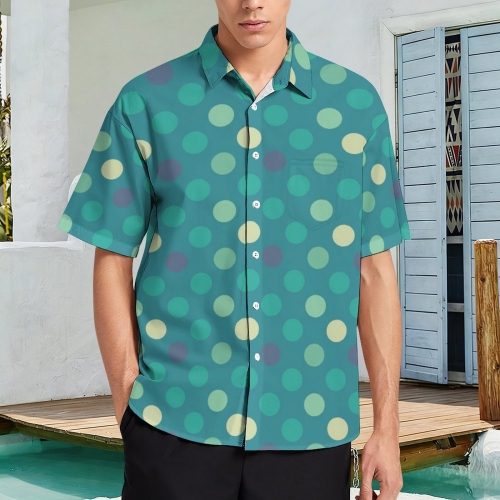 All Over Print Cotton Men's Lapel Short Sleeve Shirt With Pocket