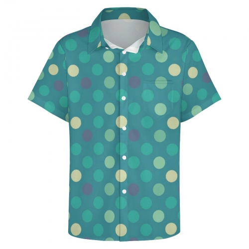 All Over Print Cotton Men's Lapel Short Sleeve Shirt With Pocket