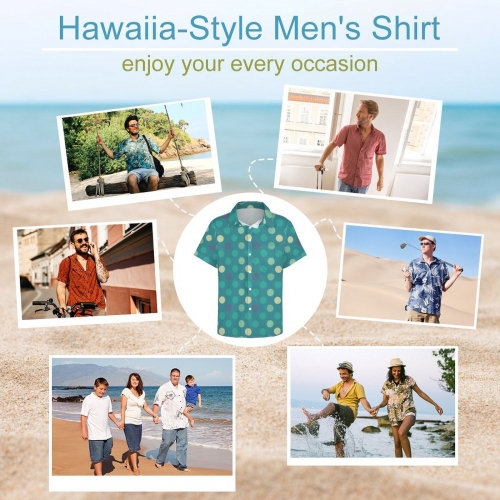 All Over Print Cotton Men's Lapel Short Sleeve Shirt With Pocket
