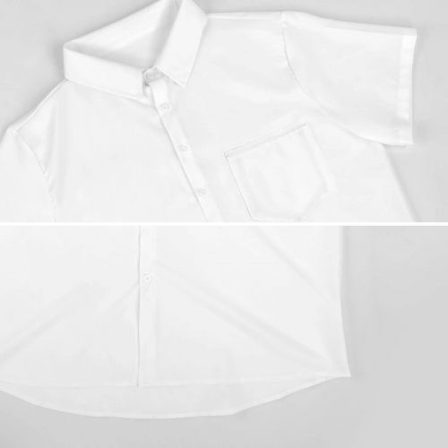 All Over Print Cotton Men's Lapel Short Sleeve Shirt With Pocket