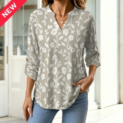 Women's V‑Neck Long‑Sleeve Casual Shirt