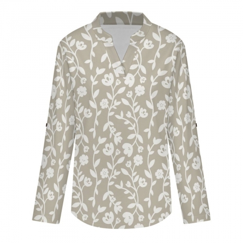 Women's V‑Neck Long‑Sleeve Casual Shirt
