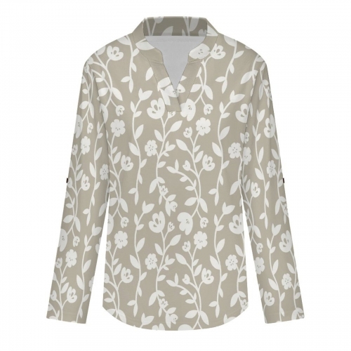 Women's V‑Neck Long‑Sleeve Casual Shirt