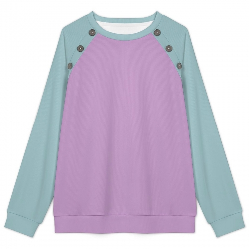 Women's Raglan Long Sleeve Sweatshirt with Buttons