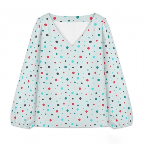 Women's V‑Neck Lantern Long‑Sleeve Blouse