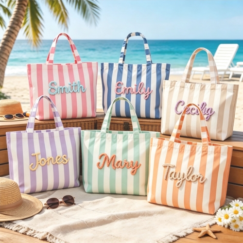 Striped Canvas Tote Bag