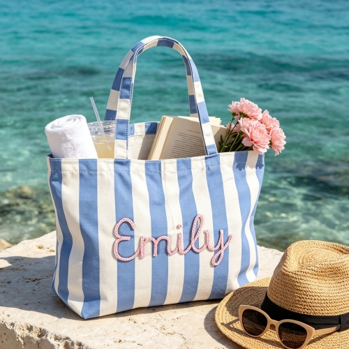 Striped Canvas Tote Bag