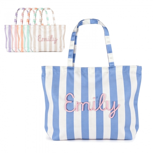 Striped Canvas Tote Bag