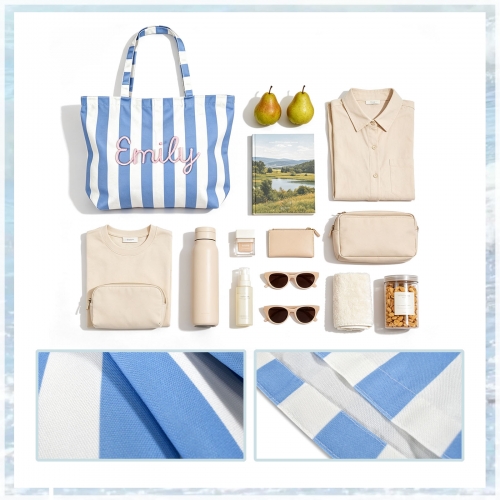 Striped Canvas Tote Bag