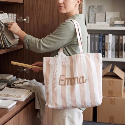 Striped Canvas Tote Bag