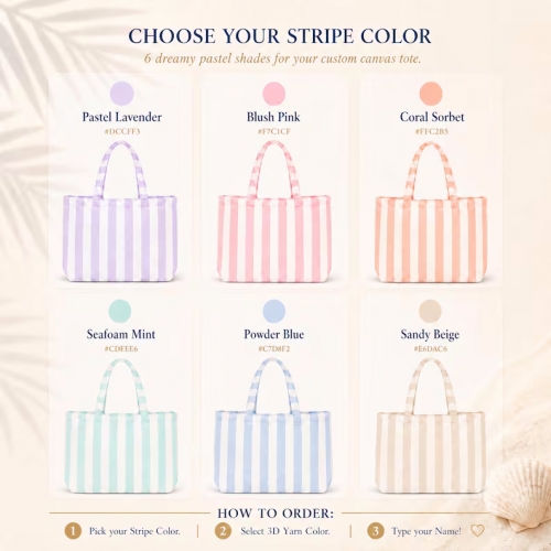 Striped Canvas Tote Bag